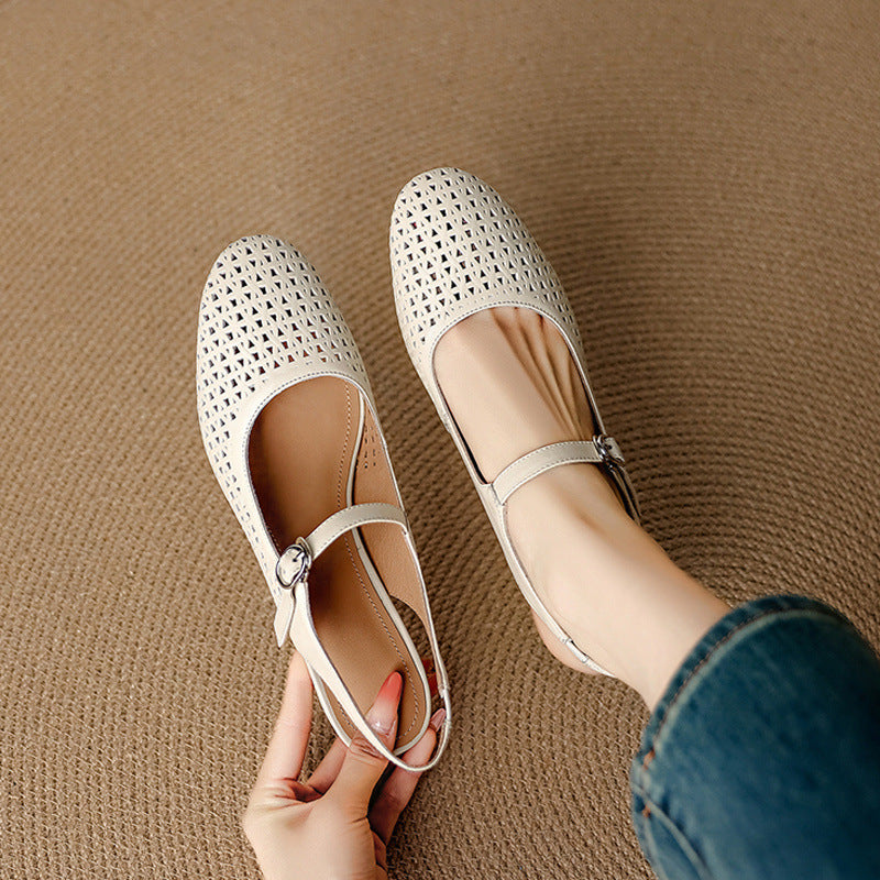 Bela Genuine Leather Cutout Slingback Heels