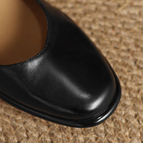 Remy Premium Genuine Leather Almond-Toe Mary Jane Flats