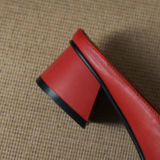 Emy Premium Genuine Leather Square-Toe Heeled Mules