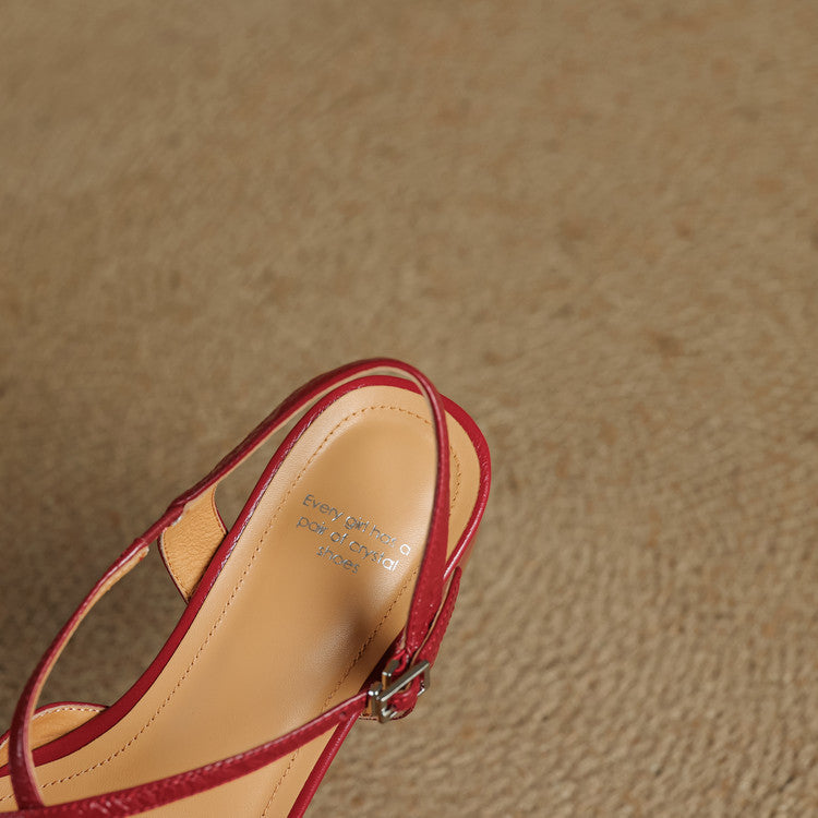 Klea Genuine Leather Cross-Strap Slingback Heels