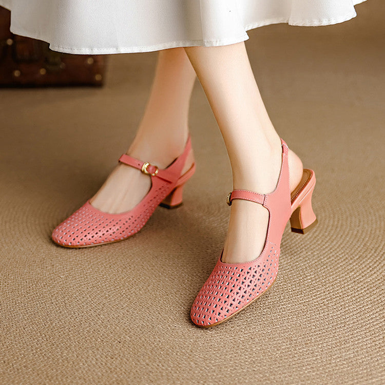 Bela Genuine Leather Cutout Slingback Heels