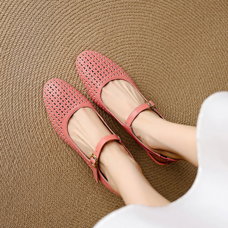 Bela Genuine Leather Cutout Slingback Heels