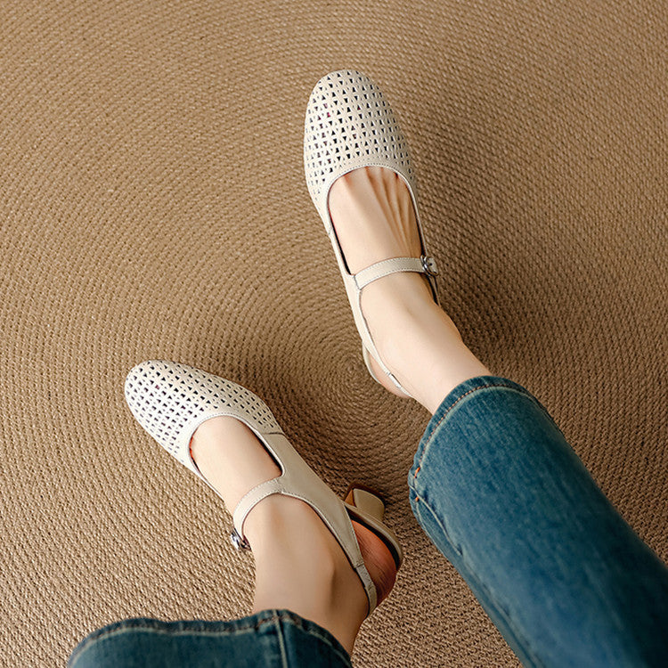 Bela Genuine Leather Cutout Slingback Heels