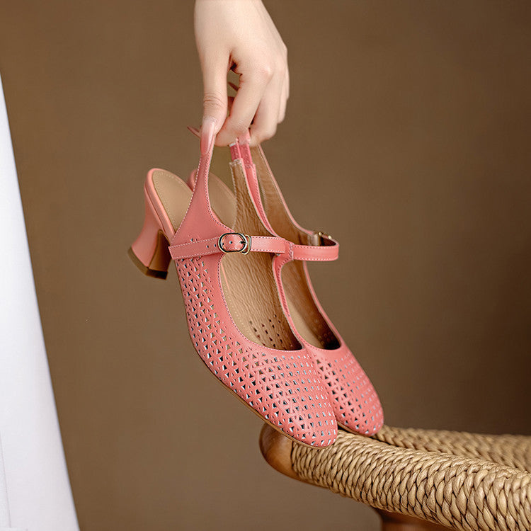 Bela Genuine Leather Cutout Slingback Heels