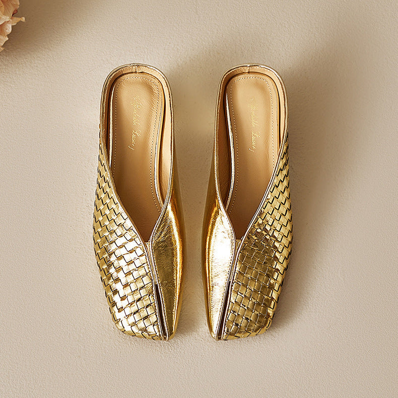 Luna Genuine Leather Sculpted Mule Heels