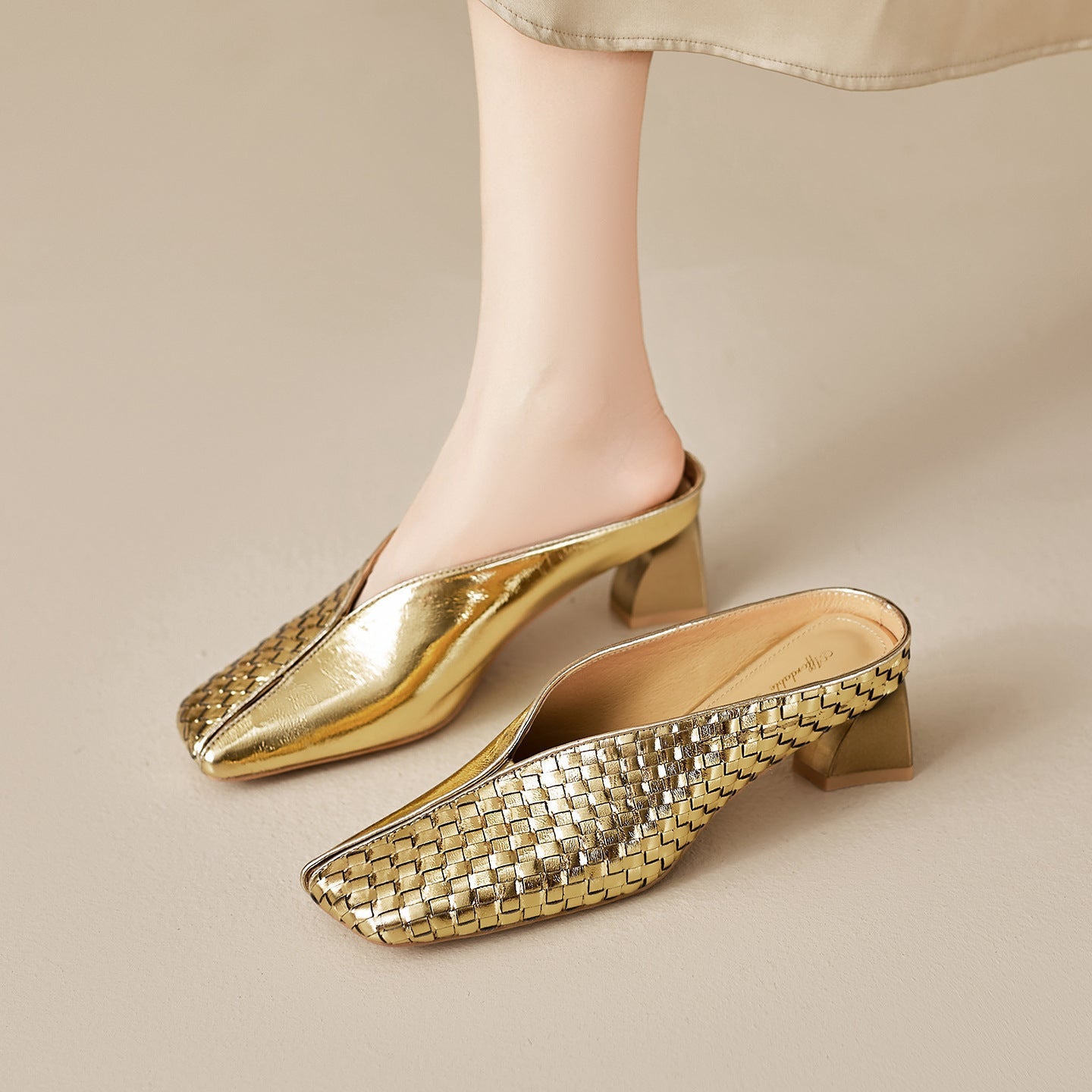 Luna Genuine Leather Sculpted Mule Heels