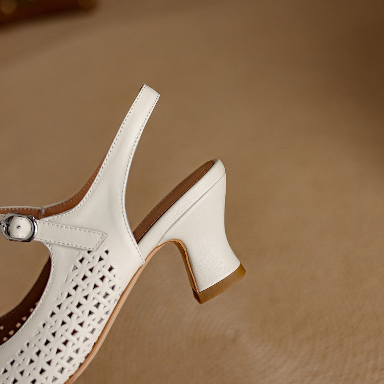 Bela Genuine Leather Cutout Slingback Heels
