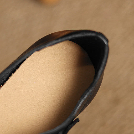 Remy Premium Genuine Leather Almond-Toe Mary Jane Flats