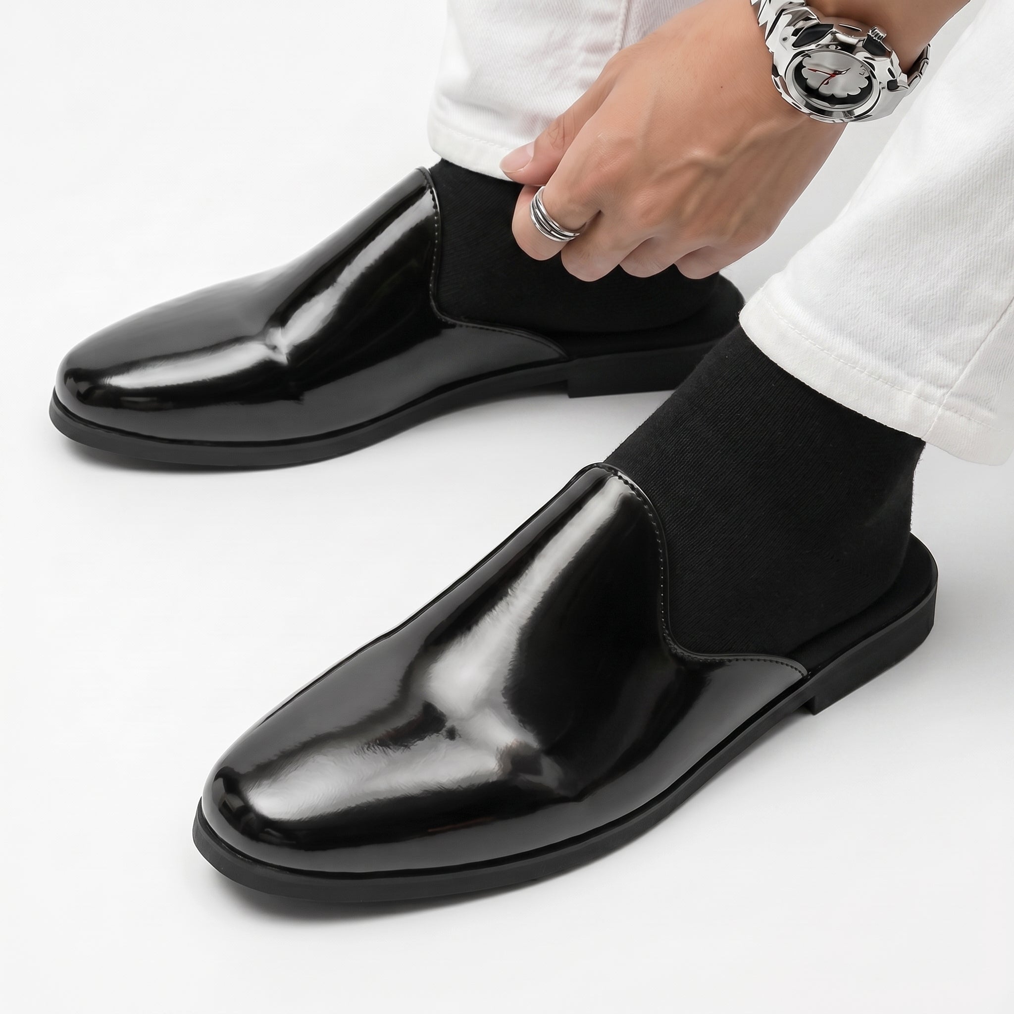 Rossi Patent Leather Mules