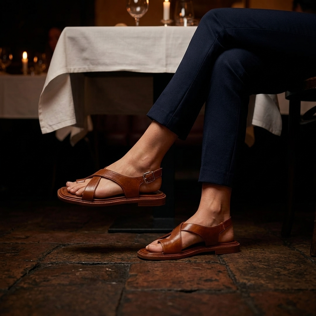 Italian Leather Cross Sandals