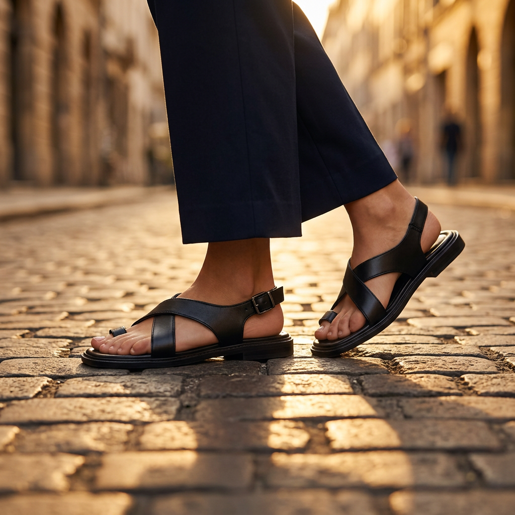 Italian Leather Cross Sandals