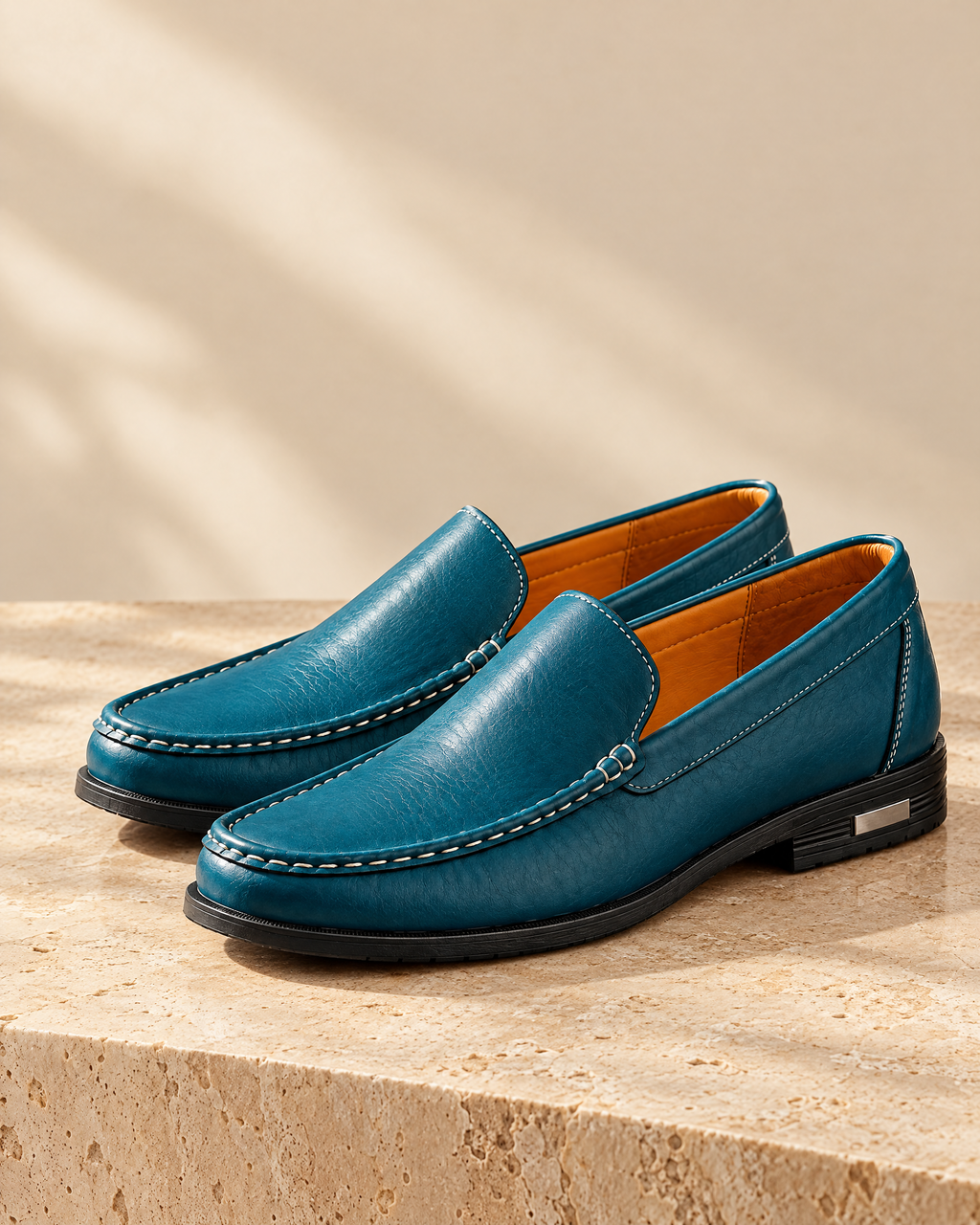 Como Leather Loafer pair in Teal - VIA NOVA