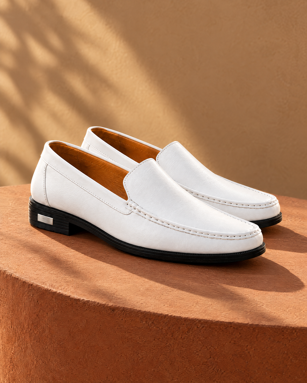 Como Leather Loafer in White - VIA NOVA
