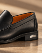 Como Leather Loafer layered sole and silver heel plate - VIA NOVA