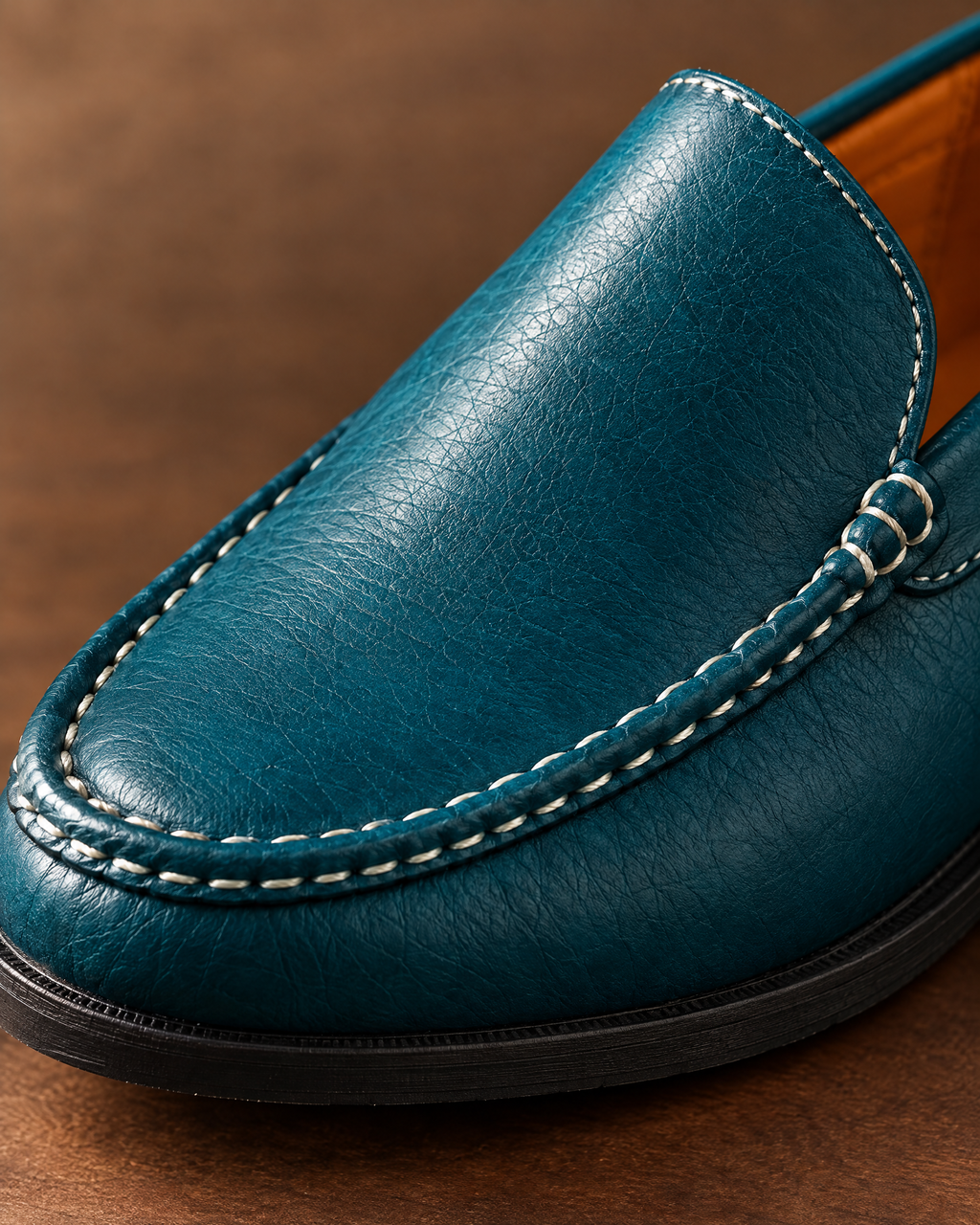 Como Leather Loafer hand-stitched moccasin seam - VIA NOVA