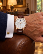 The Ascona Dress Watch - On the wrist - double cuff, navy blazer