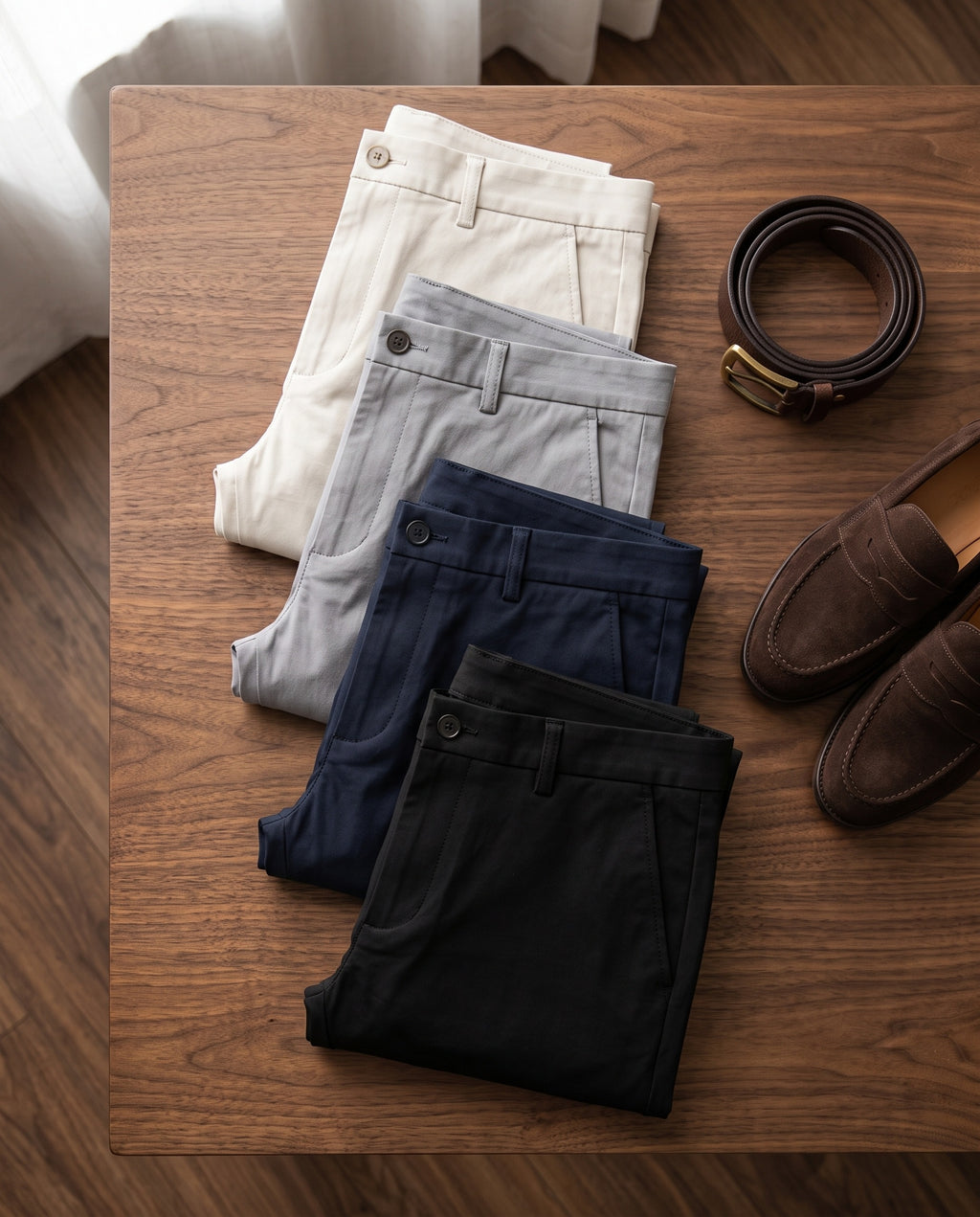 The Lerici Chino - Flat-lay - four colours