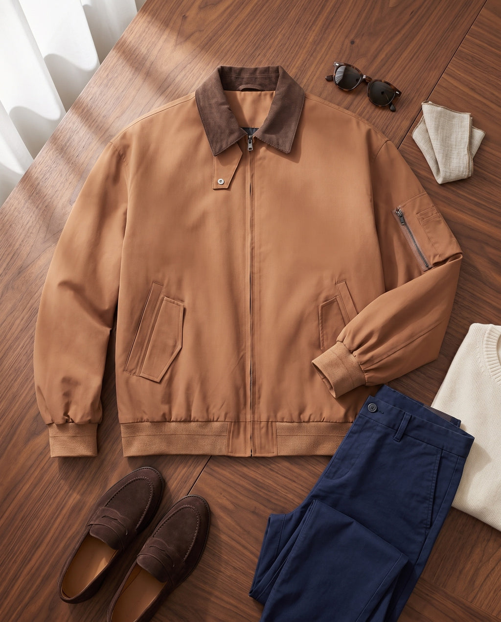The Menaggio Harrington - Flat-lay - full outfit