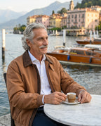 The Menaggio Harrington - Worn in Brown - Bellagio cafe