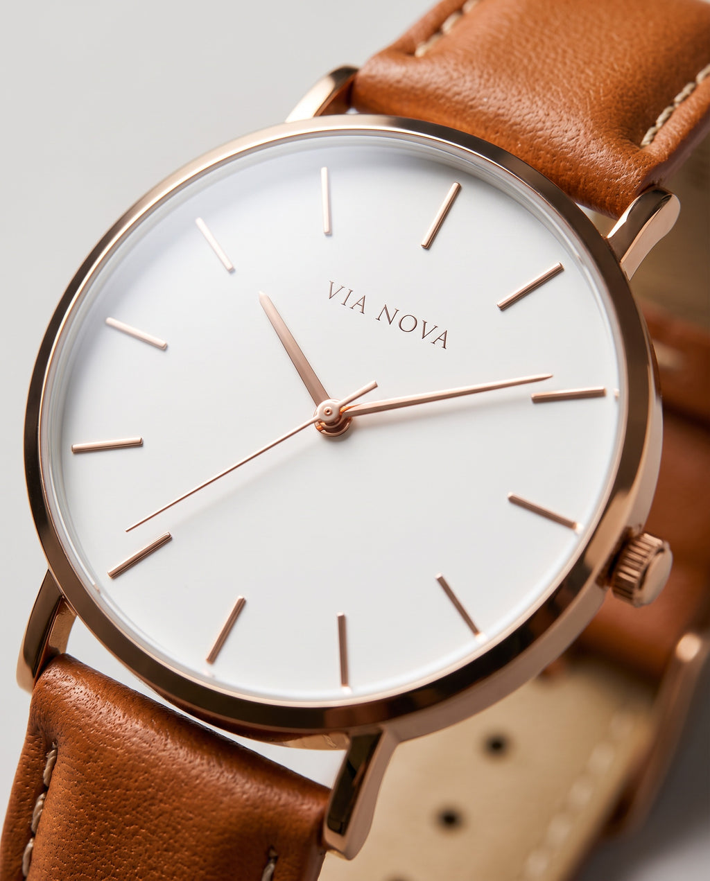 The Orta Leather Watch - Dial macro