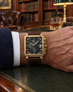 The Sanremo Square Watch - On the wrist - navy blazer, club library