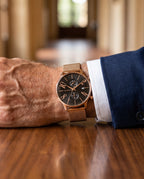 The Sirmione Mesh Watch - On the wrist - navy blazer