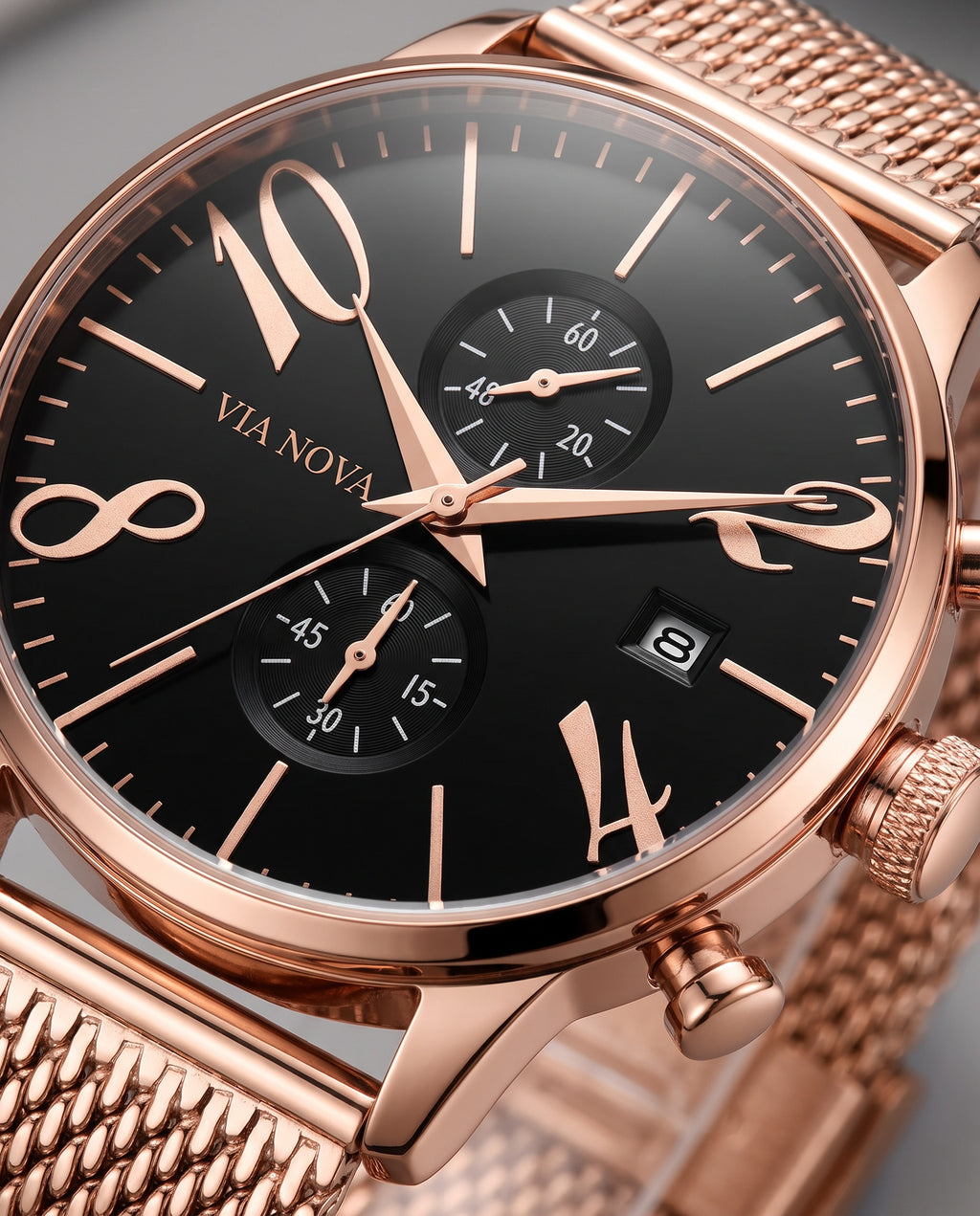 The Sirmione Mesh Watch - Dial and mesh macro